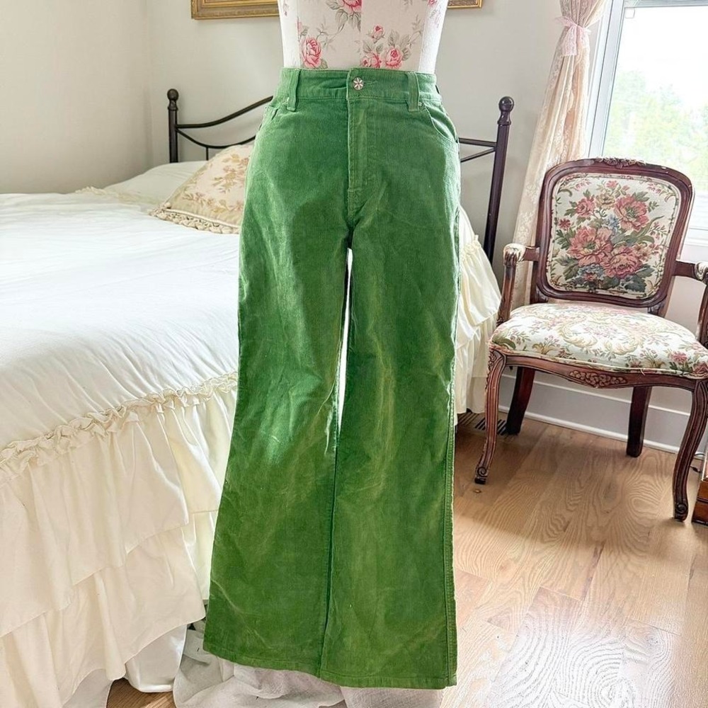 Green corduroy pants  Y2K green corduroy pants SO 26" waist - Picture 2 of 6
